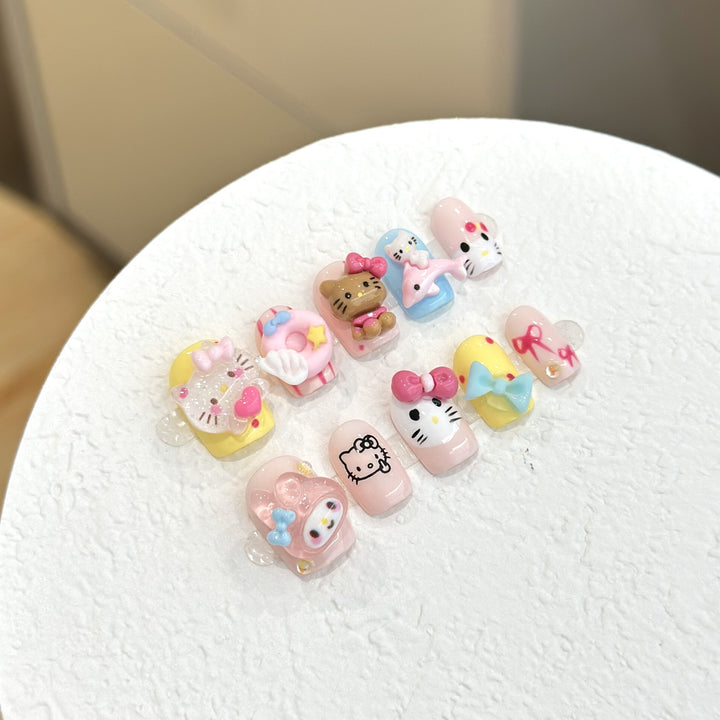 Whimsical Cartoon Character Press-On Nail Set