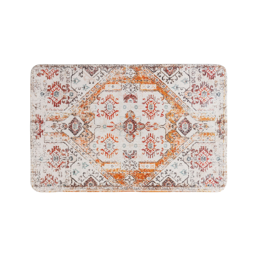 Traditional Persian medallion carpet with flat weave structure