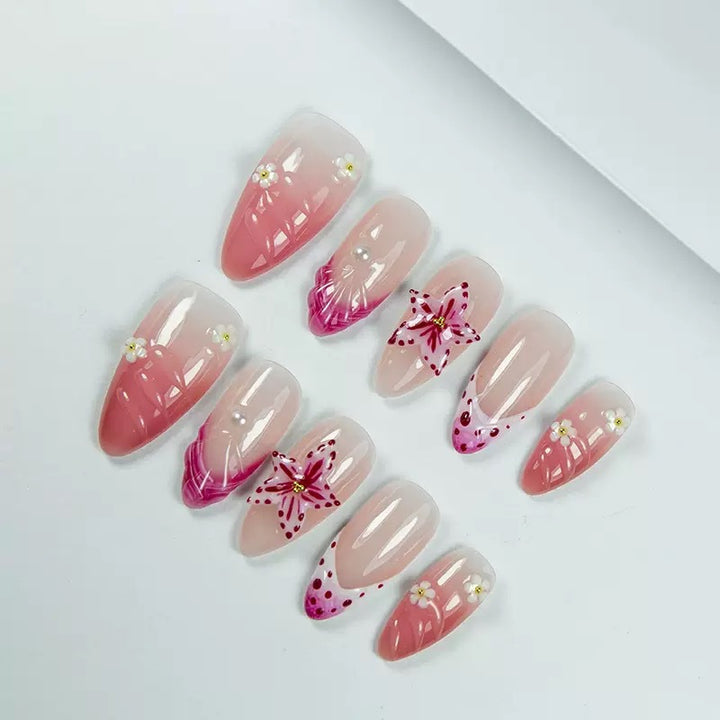 Artistic Floral-Accent Press-On Nails Stornfield