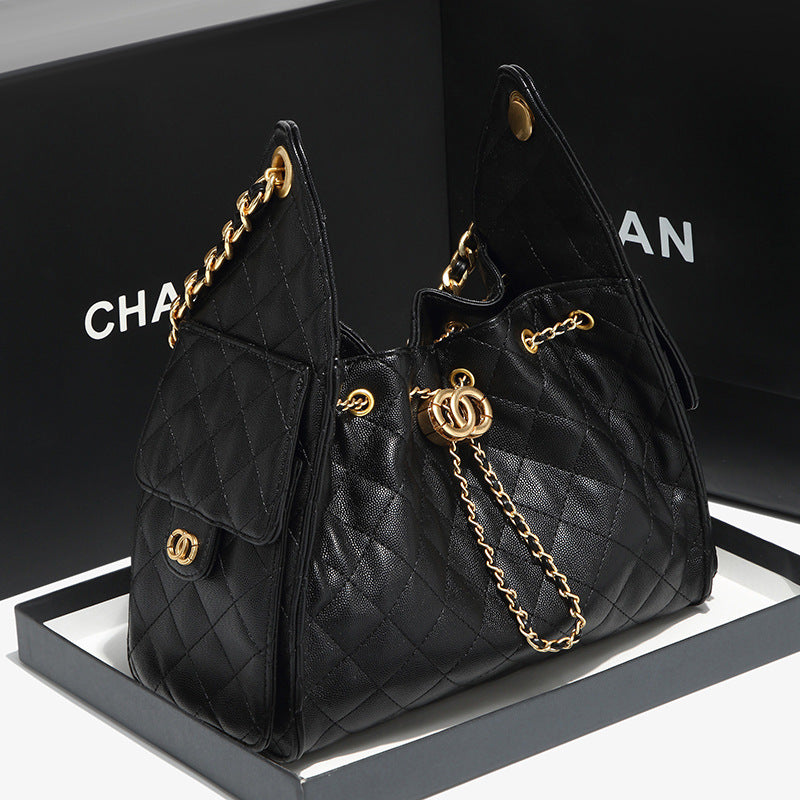 Quilted Drawstring Bucket Handbag