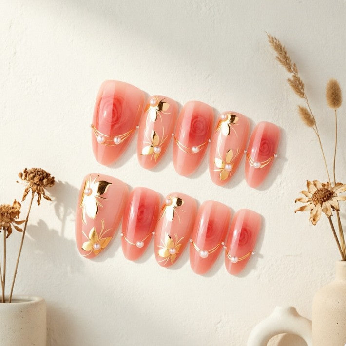 Artistic Nail Tips with Elegant Gold Jewelry Stornfield