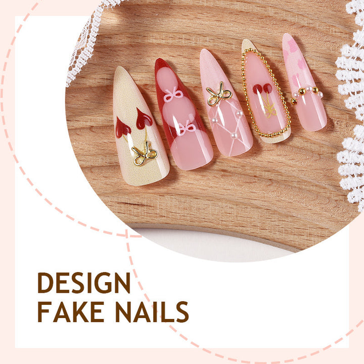 Creative nail art set with playful heart and bow accents Stornfield