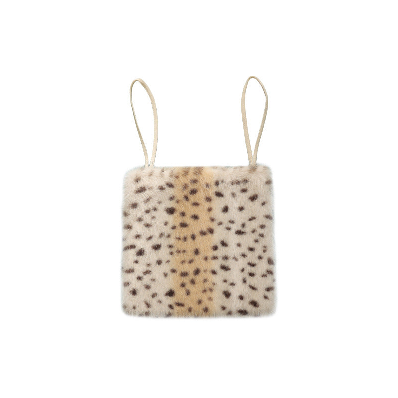 Small square faux fur shoulder bag with fine spotted pattern Stornfield