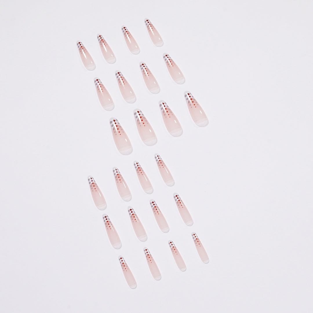 Artistic Nail Extensions with Elegant Dots and Shimmering Ombré Stornfield