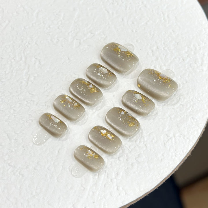 Luxury Press-On Nail Art Set with Glitter Accents