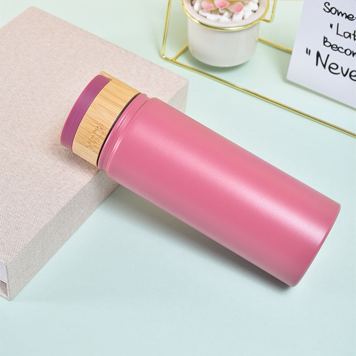 Ladies stylish and versatile stainless steel drinking bottle with bamboo lid Stornfield