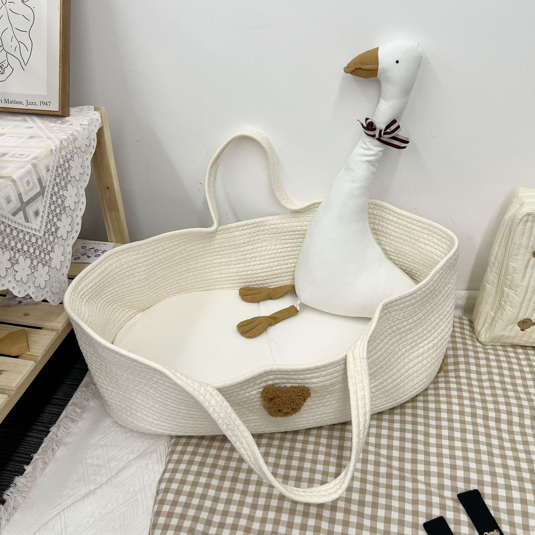 Woven Cotton Portable Moses Basket Baby Bassinet