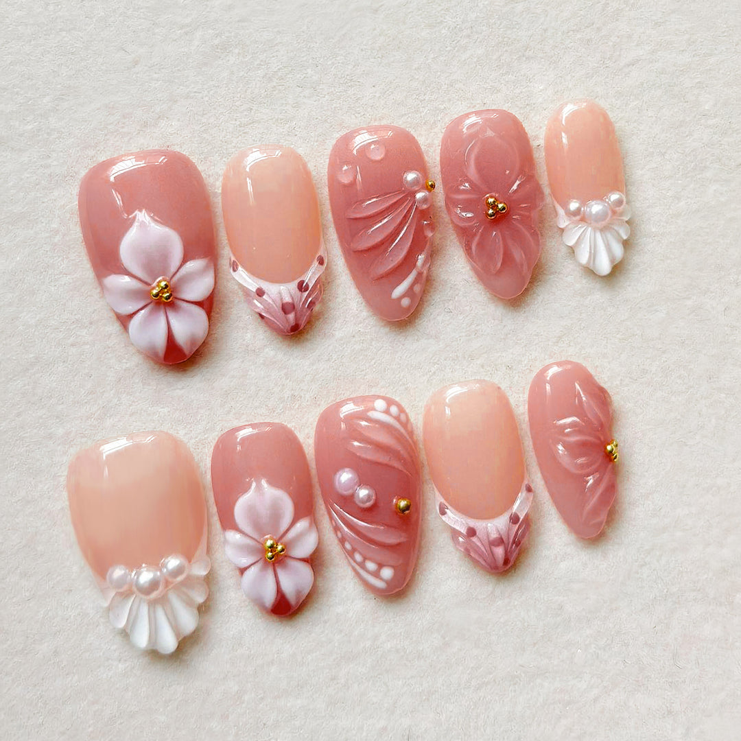 Artistic Floral Design Press-On Nail Art Stornfield