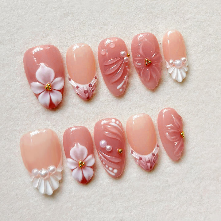 Artistic Floral Design Press-On Nail Art Stornfield