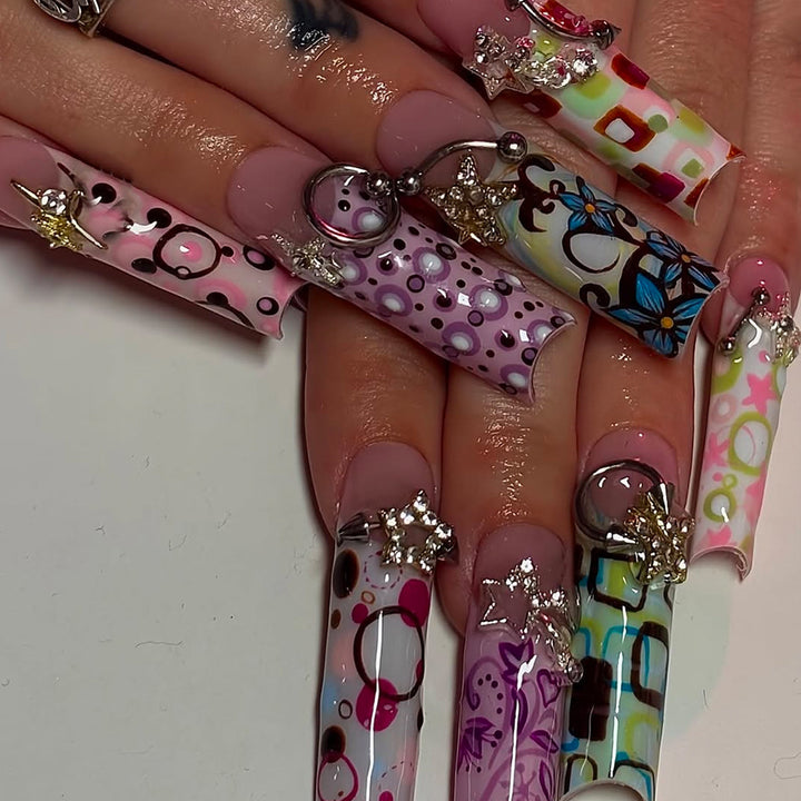 Artificial nails with playful fruit design Stornfield