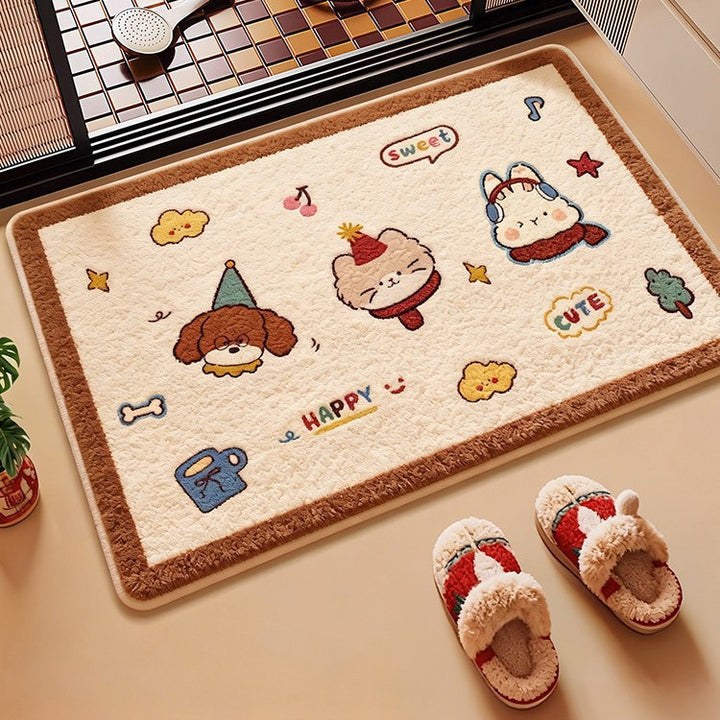 Plush Cartoon Character Bath Mat
