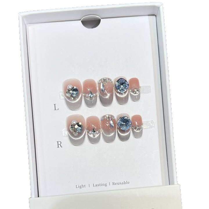 Reusable Rhinestone-Embellished Press-On Nail Set Stornfield