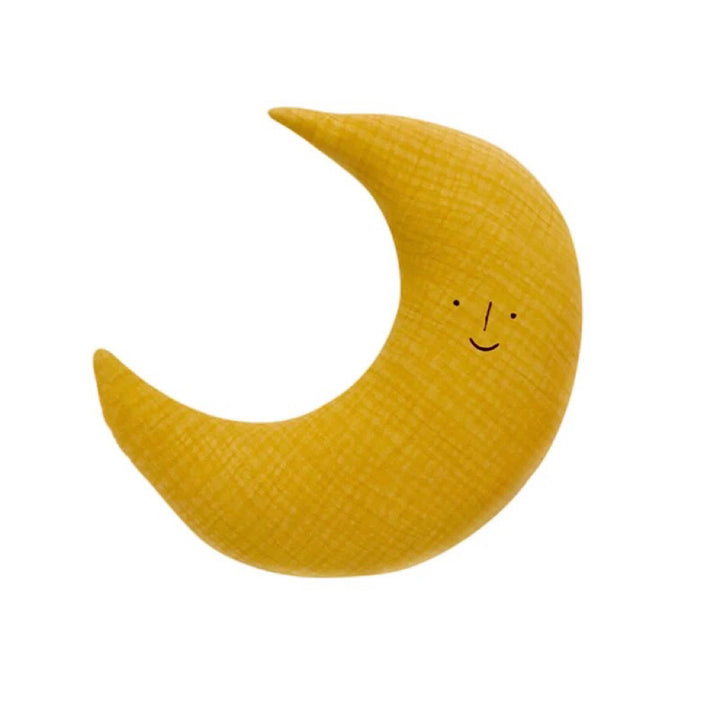 Crescent Moon Plush Decorative Cushion with Embroidered Face