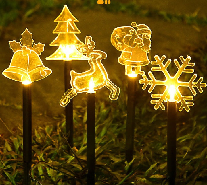 Acrylic Holiday Motif Solar Pathway Stake Lights With Warm LED And Ground Spike Stornfield