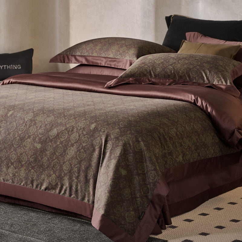 Reversible Sateen Medallion Duvet Cover Set with Hidden Closure