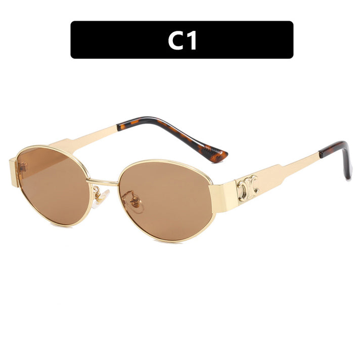 Ladies fashionable sunglasses in an elegant oval design with a sturdy metal frame Stornfield