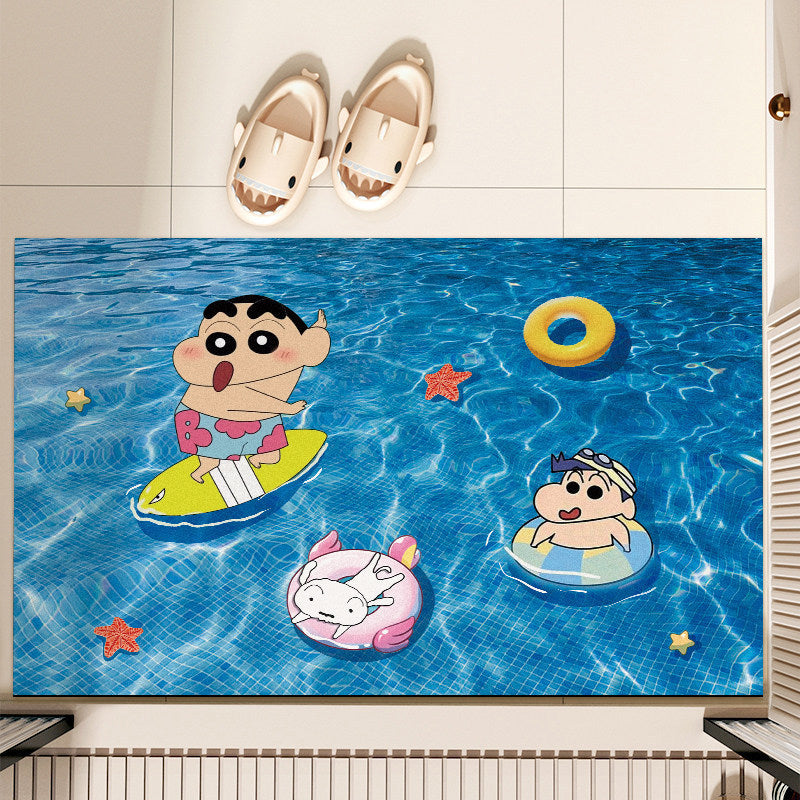 Cartoon Underwater-Themed Bath Mat
