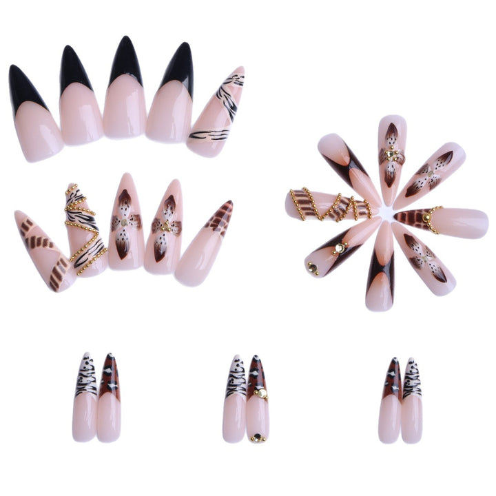 Artificial Stiletto Artificial Nails with Glamorous Animal Designs Stornfield