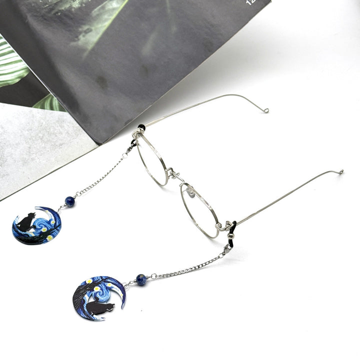 Artistic Cat and Moon Dangle Eyewear Chain Stornfield