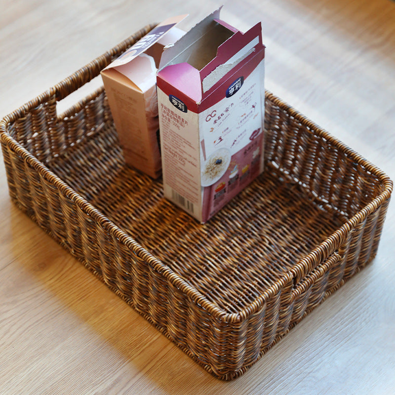 Woven Rectangular Storage Basket with Handles Stornfield