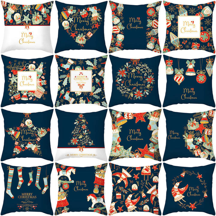 Decorative Holiday Throw Pillow Cover with Festive Ornament Print