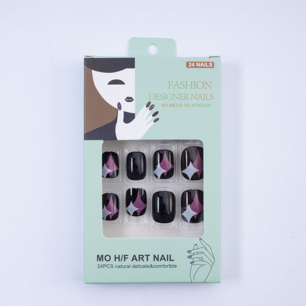 Artificial Nail Set with Modern Star Patterns Stornfield