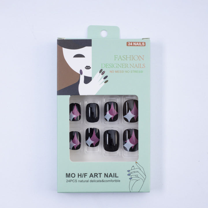 Artificial Nail Set with Modern Star Patterns Stornfield