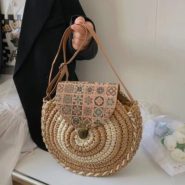 Round Bast Bag with Adjustable Leather Strap Stornfield