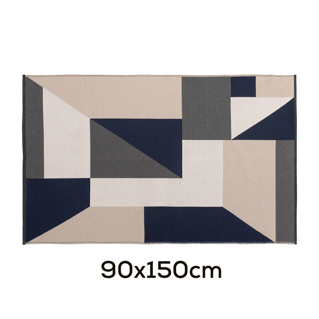Modern flat-woven carpet runner with abstract geometric design