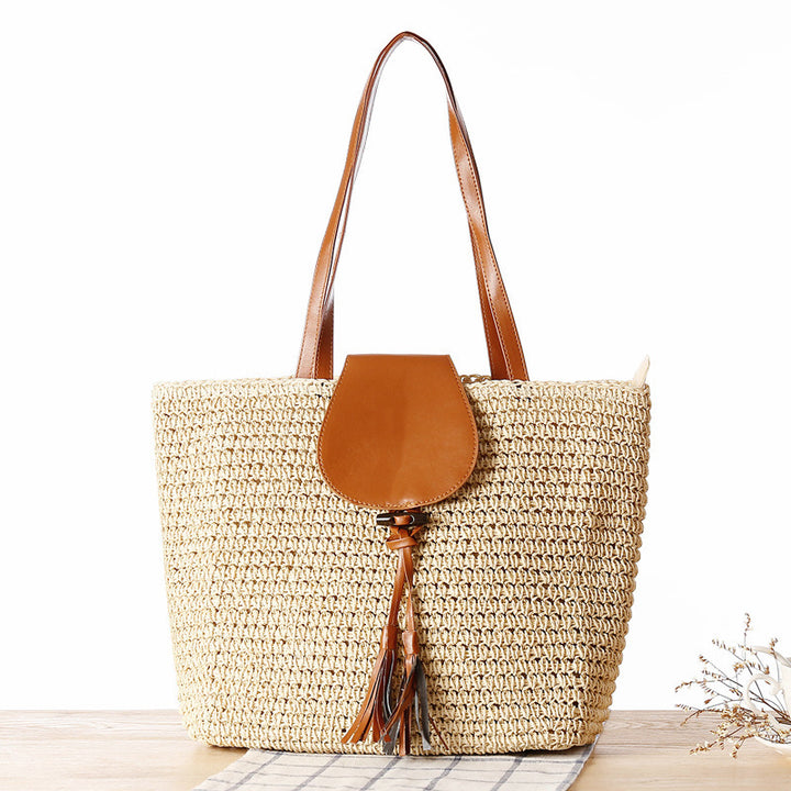 Elegant basket bag with leather accents Stornfield
