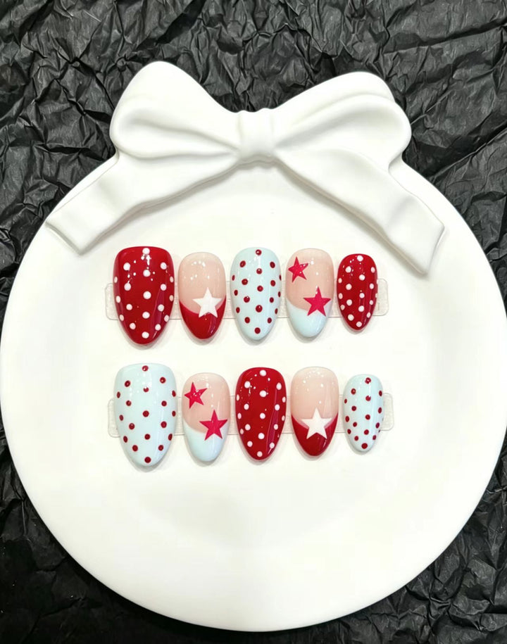 Decorative Press-On Nail Art Set with Floral and Whimsical Designs