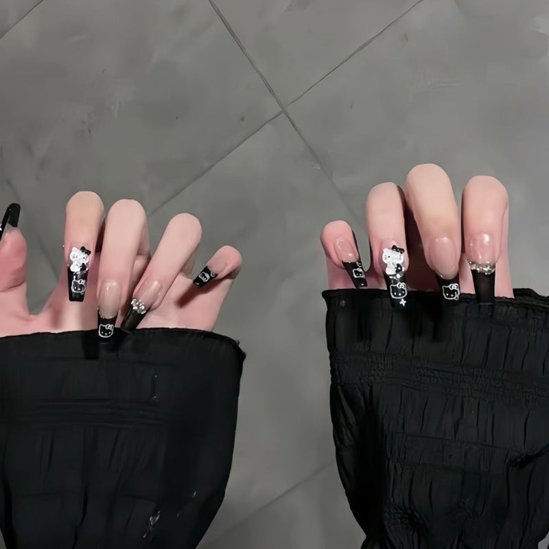 Glamorous artificial nail tips with 3D flower and crystal embellishments Stornfield