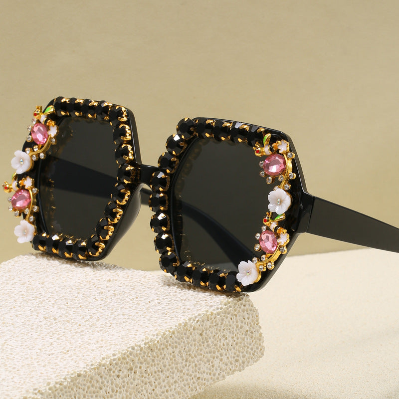 Women's extravagant hexagon sunglasses with crystal embellishment Stornfield