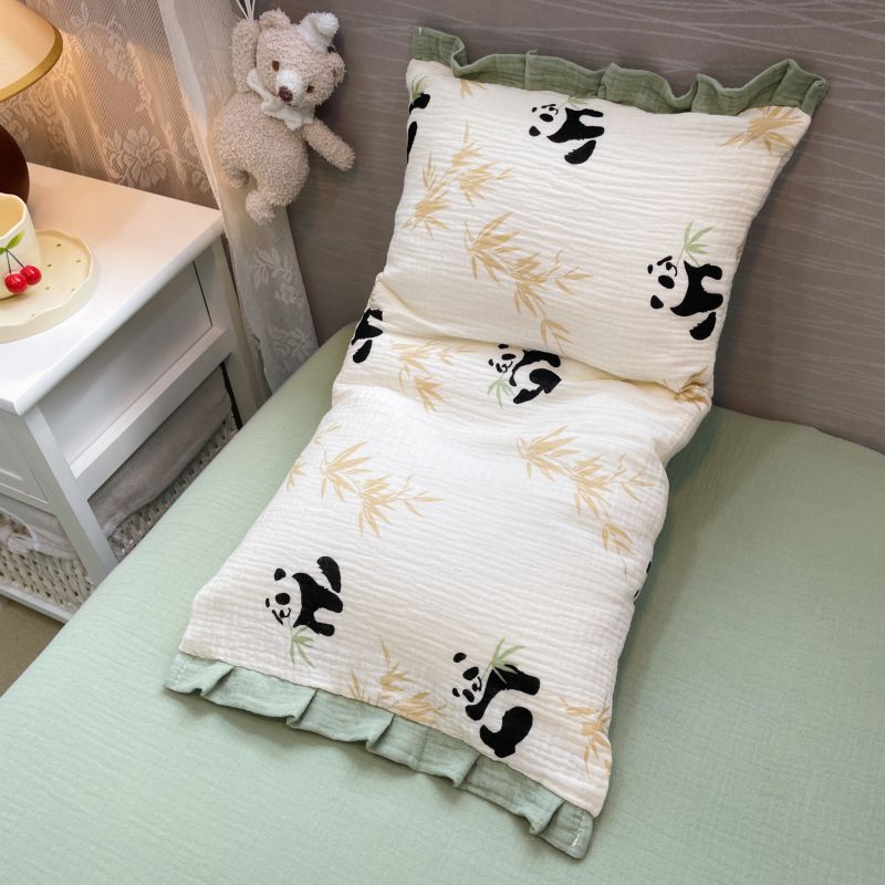 Cozy reading pillow with ruffles and muslin cotton cover