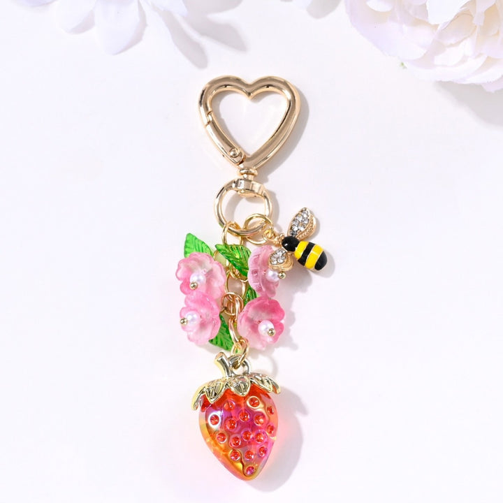 Keychain with Fruity Strawberry Design Stornfield