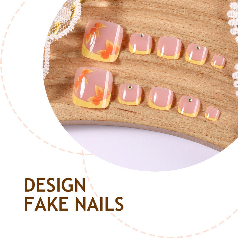 Artificial nail set with floral design and elegant accents Stornfield