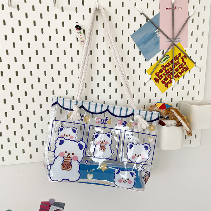 Cute Animal-Themed Transparent Tote Bag