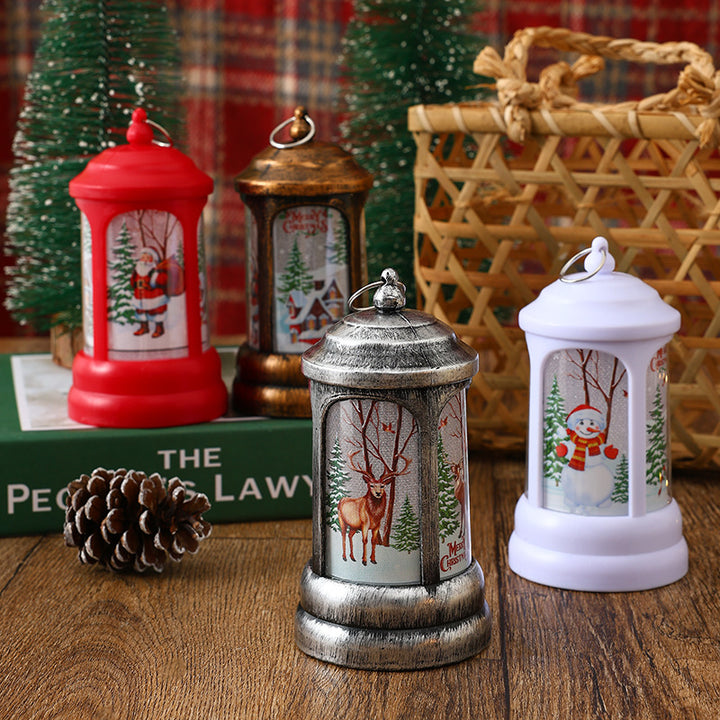 Nostalgic Christmas lantern with glowing Santa Claus motif Stornfield