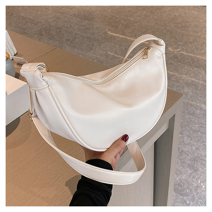 Curved Leather Shoulder Bag