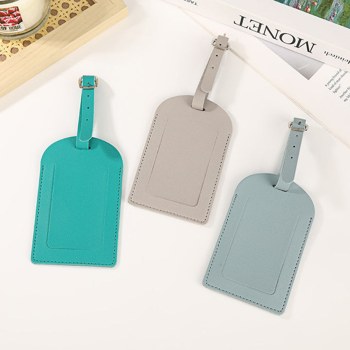 premium vegan leather luggage tag with adjustable buckle and clear ID window Stornfield