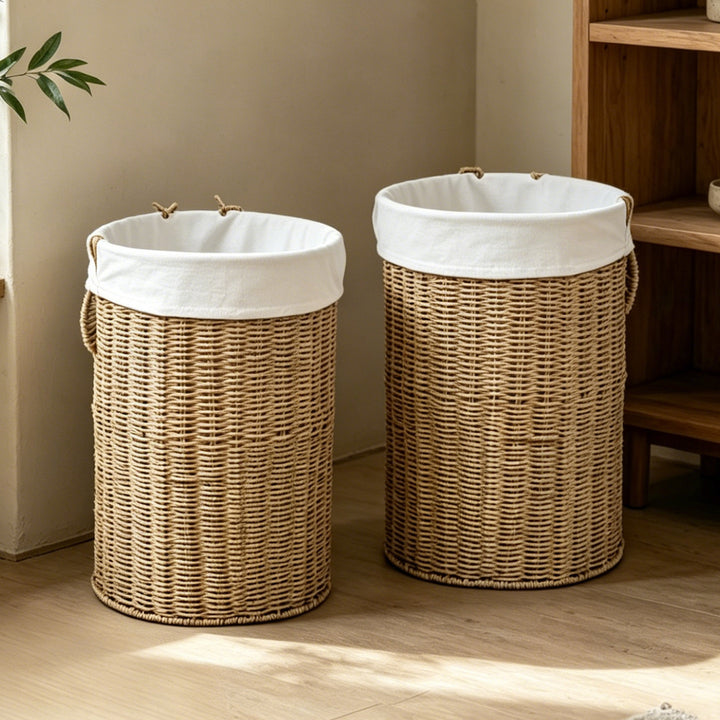 Rustic laundry basket made of woven material Stornfield