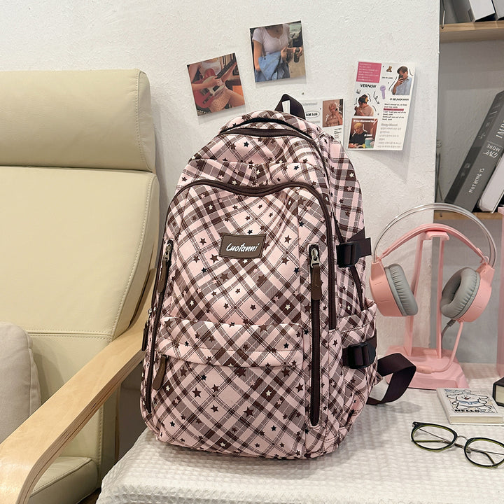Stylish Plaid Design School Backpack Stornfield