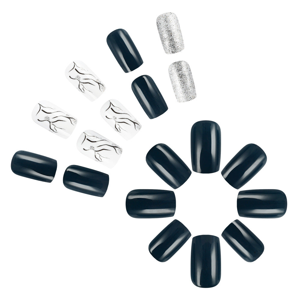 Elegant Marble and Glitter Press-On Nails Stornfield