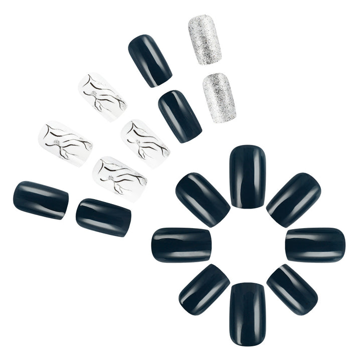 Elegant Marble and Glitter Press-On Nails Stornfield