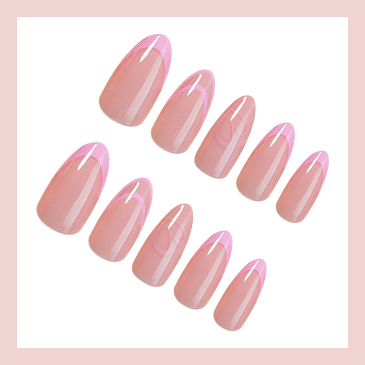 Acrylic Nail Set with Elegant French Tip and Romantic Accents Stornfield