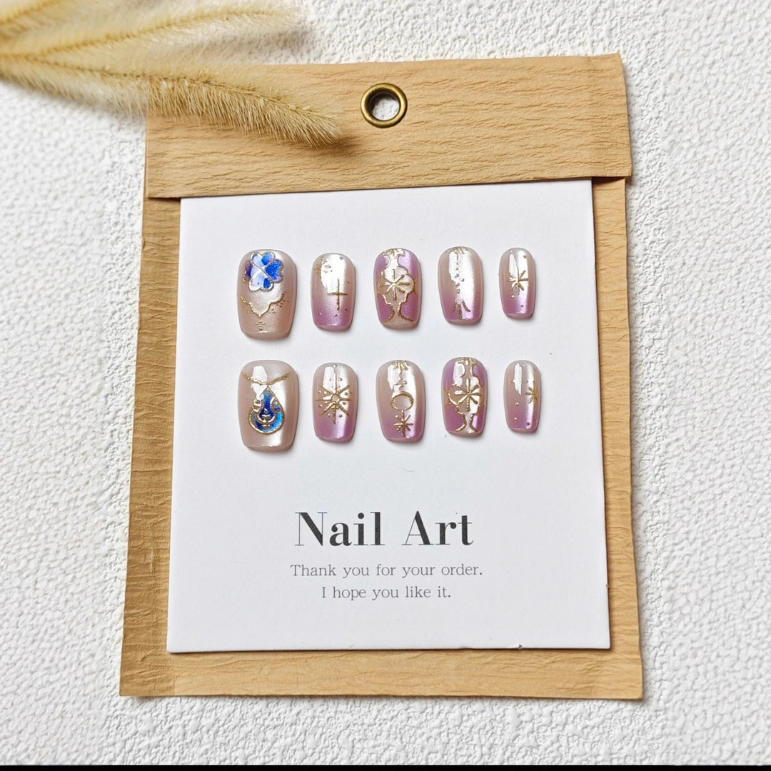 Artistic Floral and Butterfly Press-On Nail Art Set