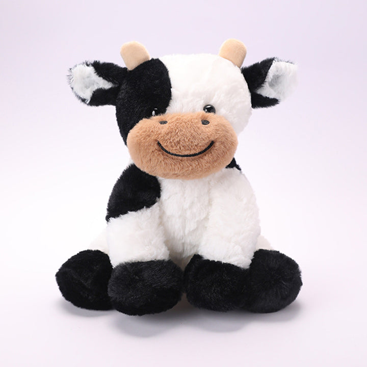 Plush Sitting Cow Cuddle Buddy with Ultra-Soft Faux-Fur Snout and Embroidered Smile Stornfield