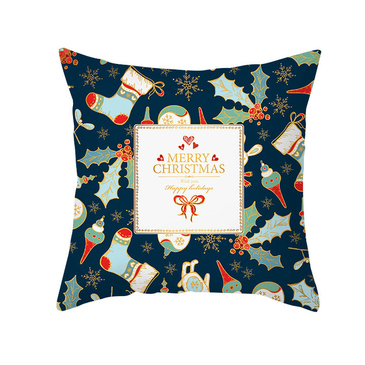 Decorative Holiday Throw Pillow Cover with Festive Ornament Print