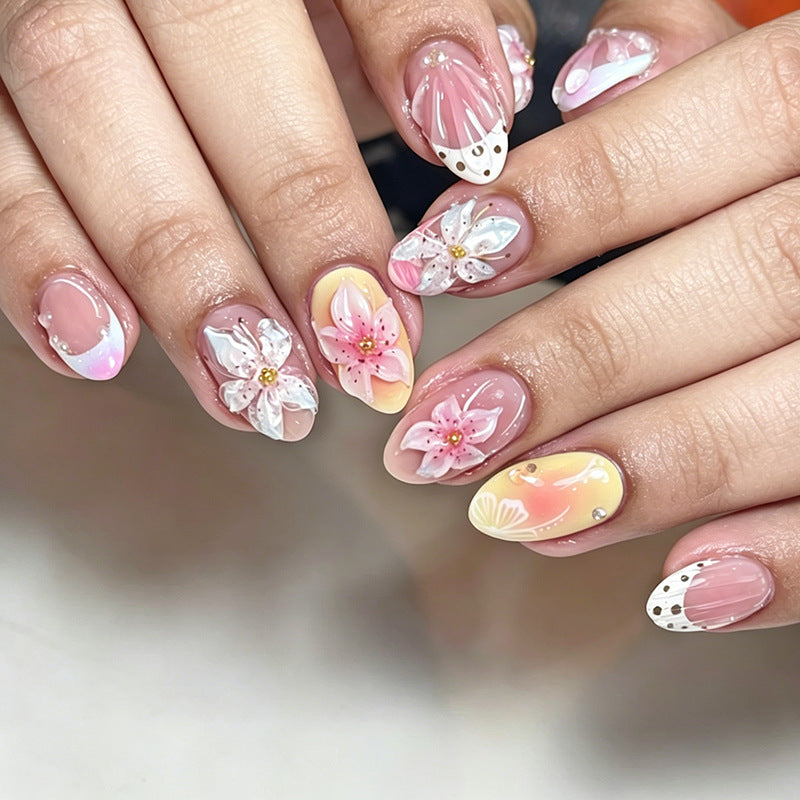Decorative Floral Press-On Nails Art Set Stornfield