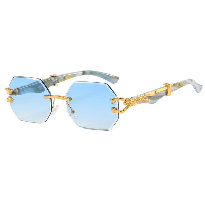 Women's fashionable sunglasses with extravagant octagonal design and golden accents Stornfield